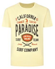 Bigdude Paradise Crew Neck T-Shirt Tall Pale Yellow